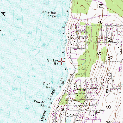 Topographic Map of Sinker Rock, RI