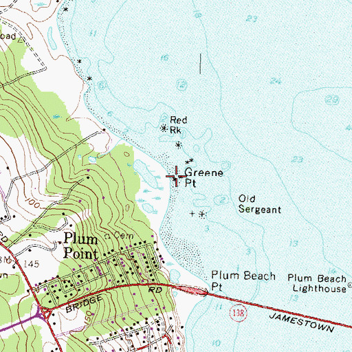Topographic Map of Greene Point, RI