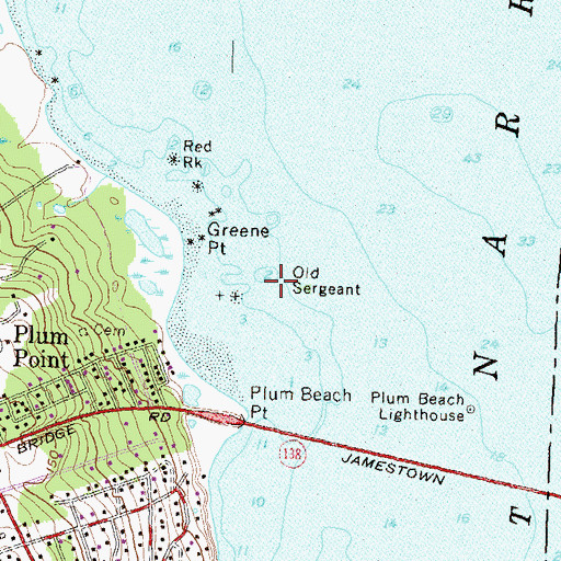 Topographic Map of Old Sergeant, RI