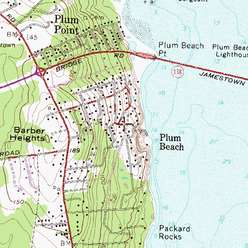 Topographic Map of Plum Beach, RI