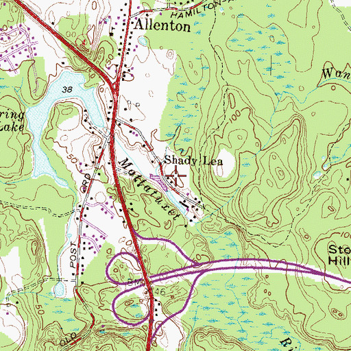 Topographic Map of Shady Lea, RI