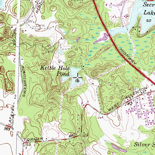 Topographic Map of Kettle Hole Pond, RI