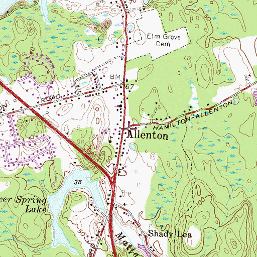 Topographic Map of Allenton, RI