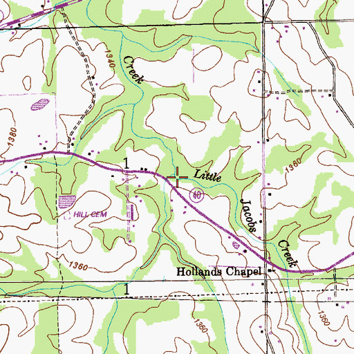 Topographic Map of Little Jacobs Creek, AL