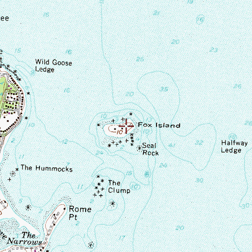 Topographic Map of Fox Island, RI
