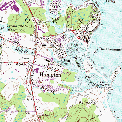 Topographic Map of Annaquatucket River, RI