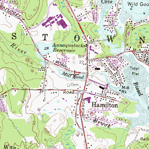 Topographic Map of Mill Pond, RI