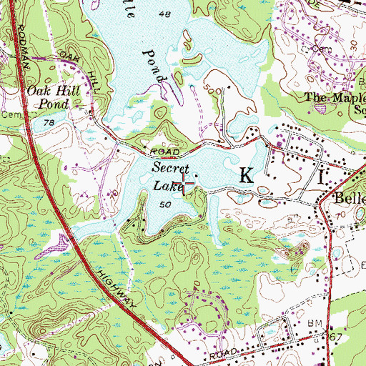 Topographic Map of Secret Lake, RI