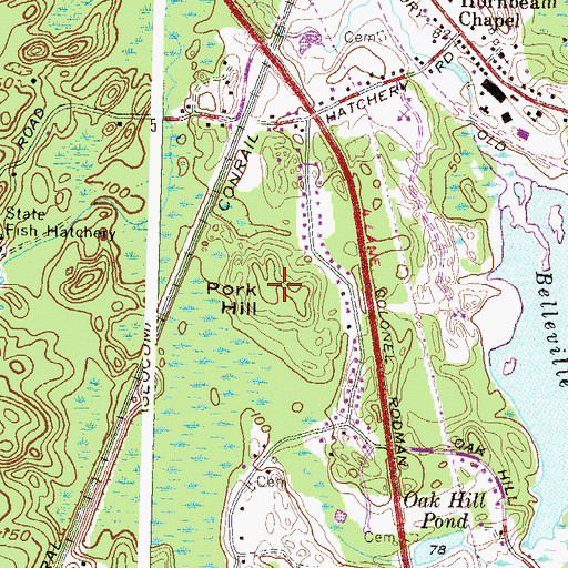 Topographic Map of Pork Hill, RI