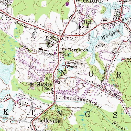 Topographic Map of Jenkins Pond, RI