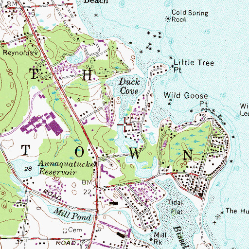 Topographic Map of Duck Cove, RI