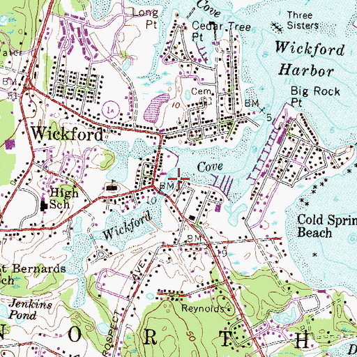 Topographic Map of Wickford Cove, RI