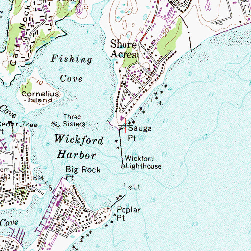 Topographic Map of Sauga Point, RI