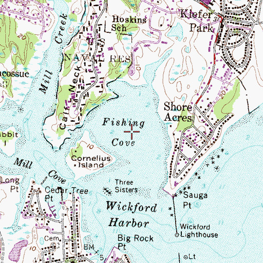 Topographic Map of Fishing Cove, RI