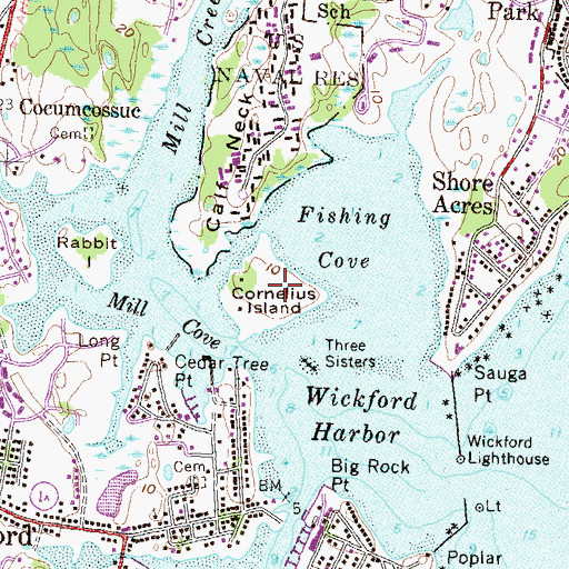 Topographic Map of Cornelius Island, RI