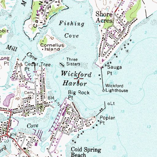 Topographic Map of Wickford Harbor, RI