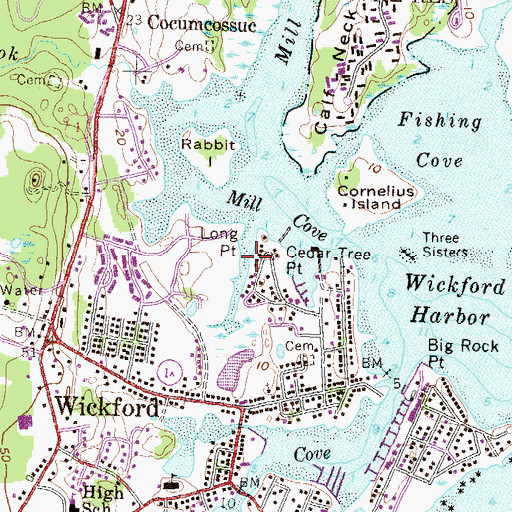 Topographic Map of Cedar Tree Point, RI
