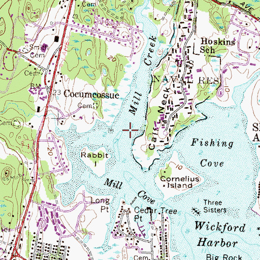 Topographic Map of Mill Creek, RI