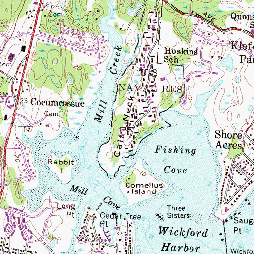 Topographic Map of Calf Neck, RI