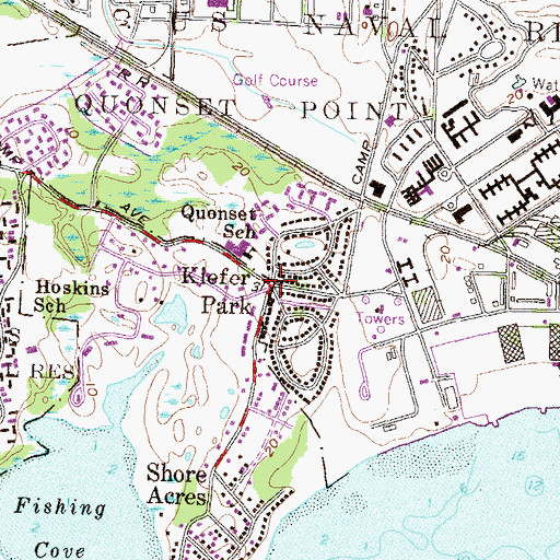 Topographic Map of Kiefer Park, RI