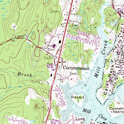 Topographic Map of Cocumcussoc, RI