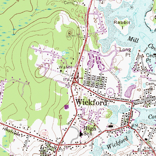 Topographic Map of Wickford, RI