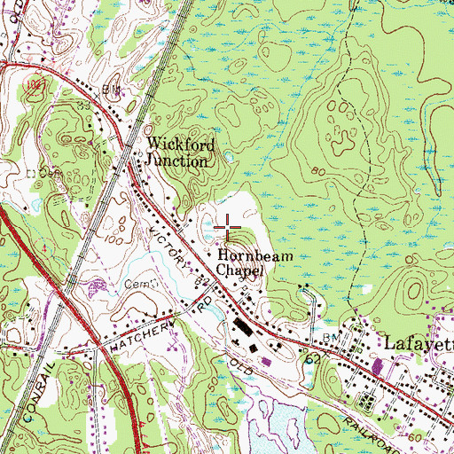 Topographic Map of Hornbeam Chapel, RI