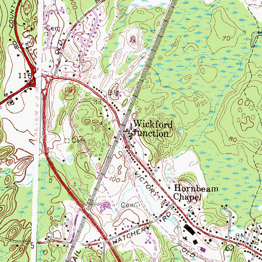 Topographic Map of Wickford Junction, RI