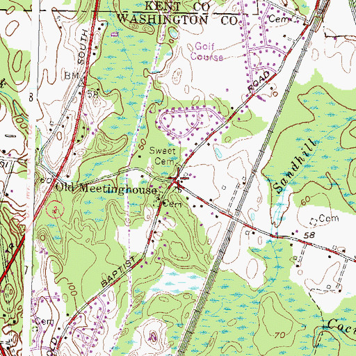 Topographic Map of Old Meetinghouse, RI