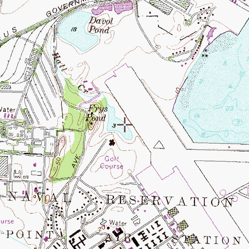 Topographic Map of Frys Pond, RI