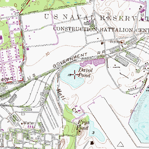 Topographic Map of Davol Pond, RI