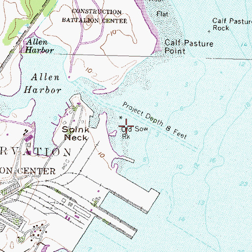 Topographic Map of Old Sow Rock, RI