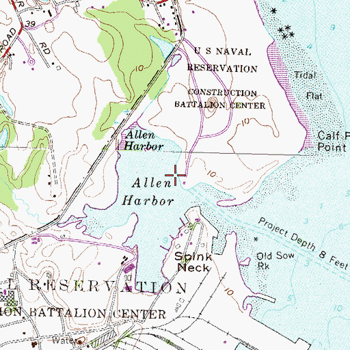 Topographic Map of Allen Harbor, RI