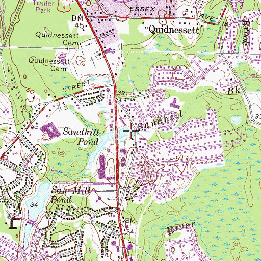 Topographic Map of Sandhill Pond, RI