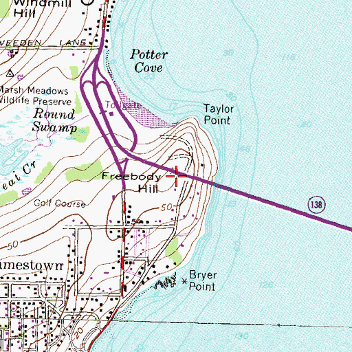 Topographic Map of Freebody Hill, RI