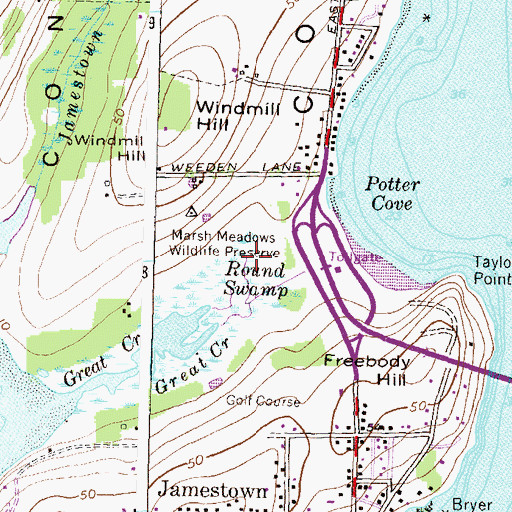 Topographic Map of Round Swamp, RI