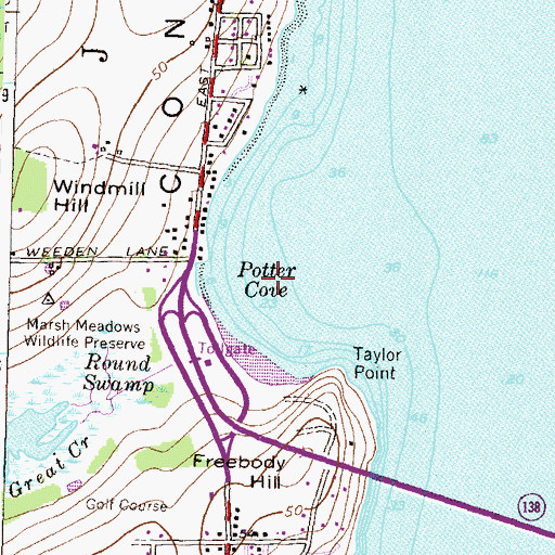Topographic Map of Potter Cove, RI