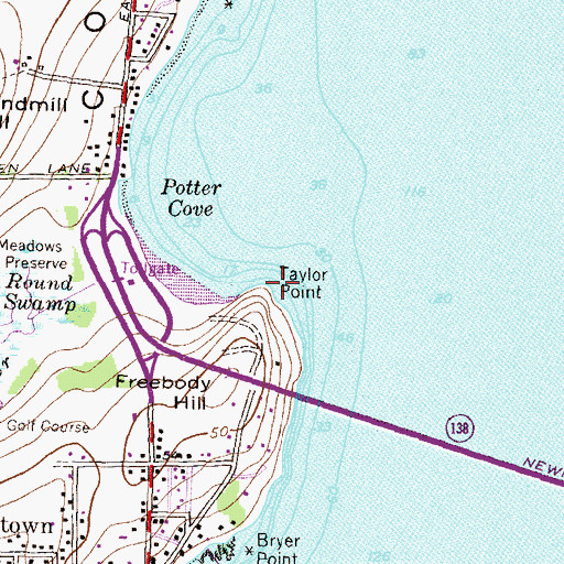 Topographic Map of Taylor Point, RI