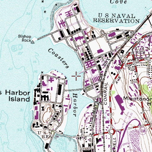 Topographic Map of Coasters Harbor, RI