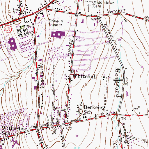 Topographic Map of Whitehall, RI