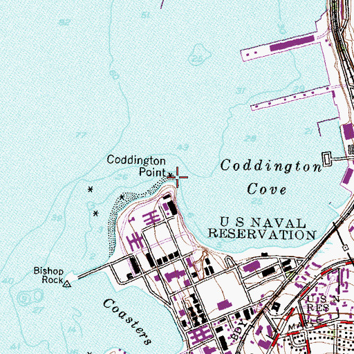 Topographic Map of Coddington Point, RI