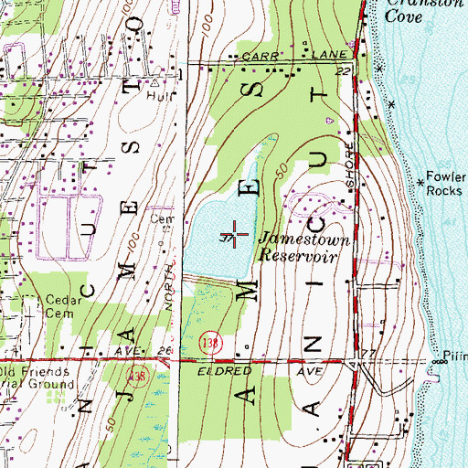 Topographic Map of Jamestown Reservoir, RI