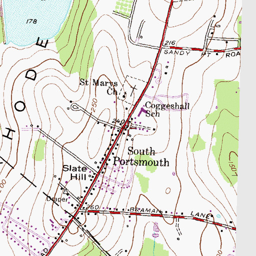 Topographic Map of South Portsmouth, RI