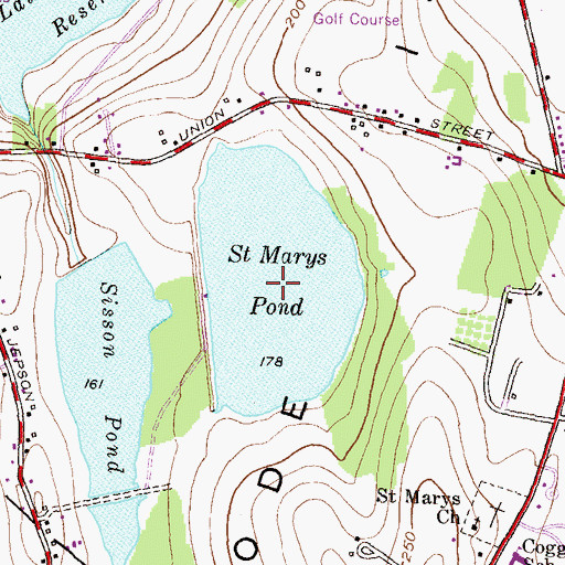 Topographic Map of Saint Marys Pond, RI