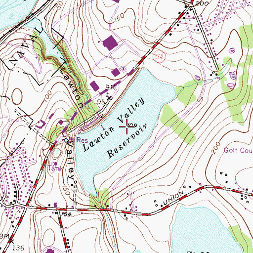 Topographic Map of Lawton Valley Reservoir, RI