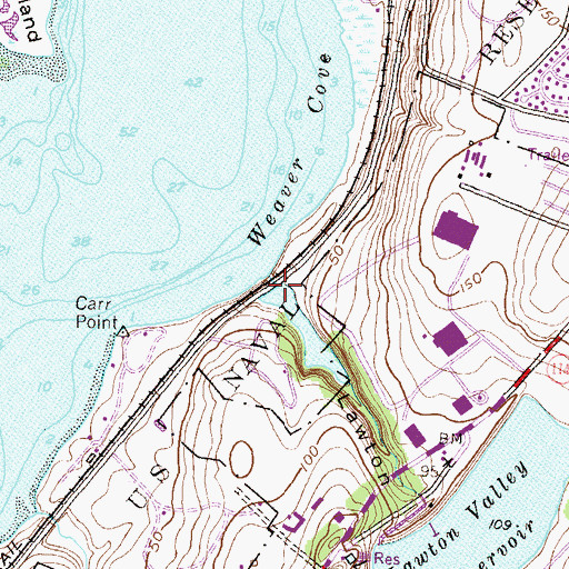 Topographic Map of Lawton Valley, RI