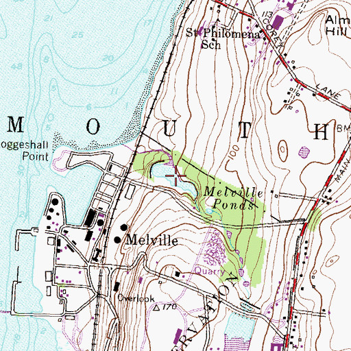 Topographic Map of Melville Ponds, RI