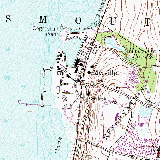 Topographic Map of Melville, RI