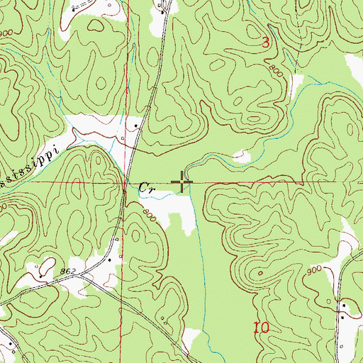 Topographic Map of Little Mississippi Creek, AL