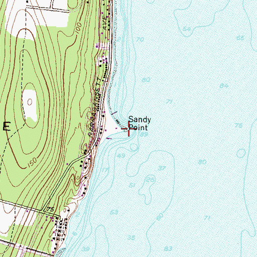 Topographic Map of Sandy Point, RI